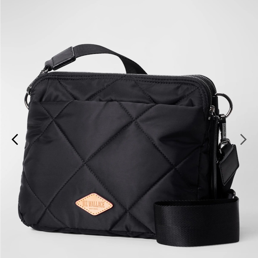 MZ Wallace Bowery Quilted Nylon Black Crossbody Bag with Adjustable Strap